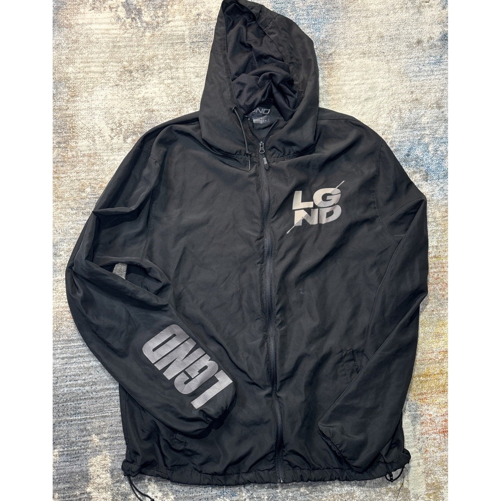 LGND Supply Co Men's Windbreaker Jacket Black Zip-Up Hooded XL - Picture 4 of 8
